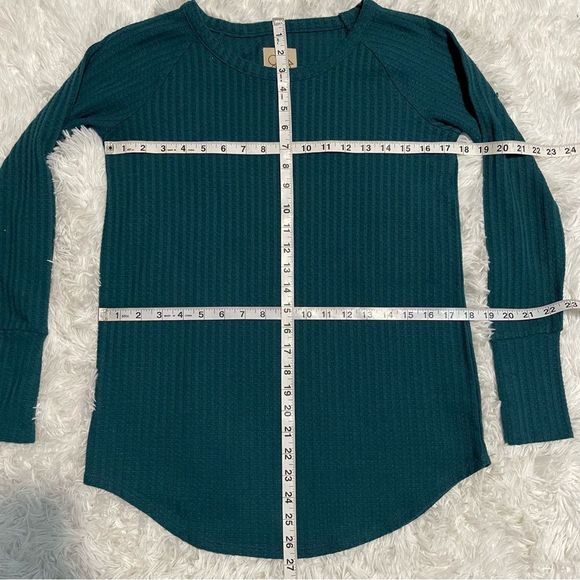 Chaser Thermal Knit Waffle Long Sleeve Top S Teal - Picture 11 of 12